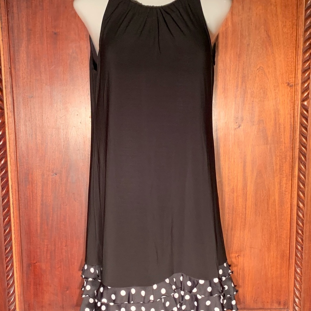 NWOT Madison Leigh Black Polkadot Shift Dress 14 - Picture 13 of 16